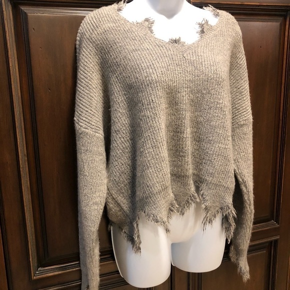 Gray V-Neck Sweater - Dance & Marvel - Picture 3 of 7